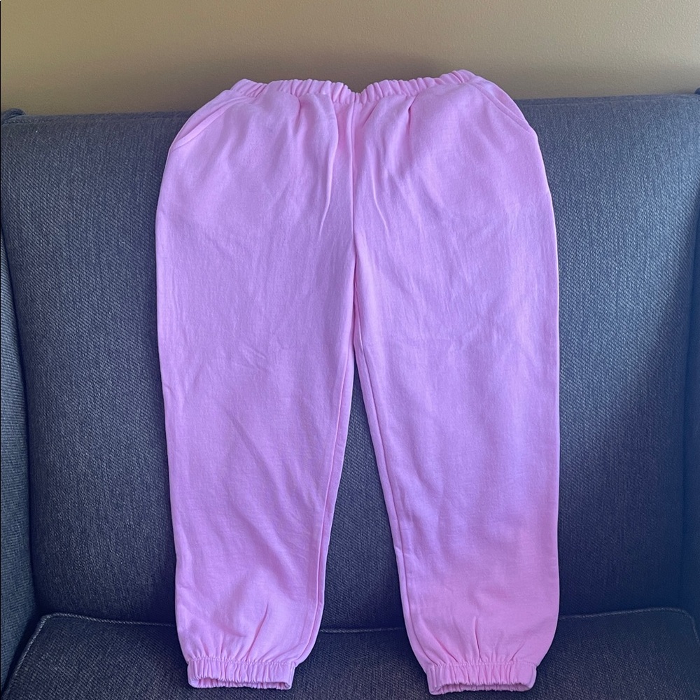 Kids Cozy Pink Elastic Waist Joggers